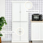 Meuble de Rangement/Garde-Manger de Cuisine Autoportant 4 Portes Noir/Blanc avec 6 Étagères – Unité Simple