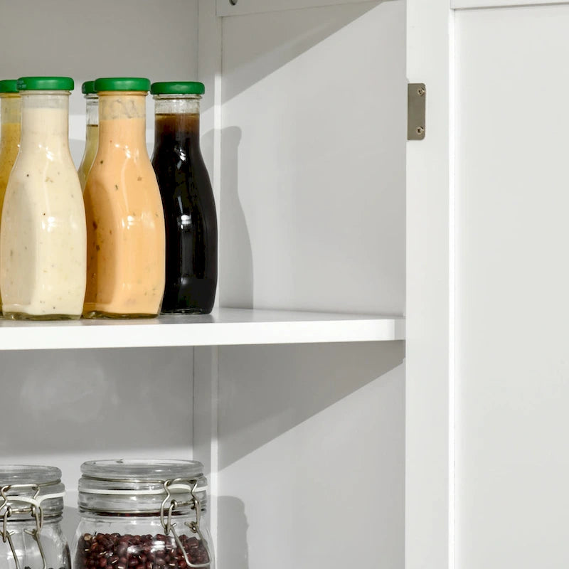 Meuble de Rangement/Garde-Manger de Cuisine Autoportant 4 Portes Noir/Blanc avec 6 Étagères – Unité Simple