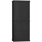 Meuble de Rangement/Garde-Manger de Cuisine Autoportant 4 Portes Noir/Blanc avec 6 Étagères – Unité Simple