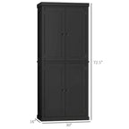 Meuble de Rangement/Garde-Manger de Cuisine Autoportant 4 Portes Noir/Blanc avec 6 Étagères – Unité Simple