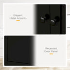 Meuble de Rangement/Garde-Manger de Cuisine Autoportant 4 Portes Noir/Blanc avec 6 Étagères – Unité Simple
