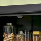 Meuble de Rangement/Garde-Manger de Cuisine Autoportant 4 Portes Noir/Blanc avec 6 Étagères – Unité Simple