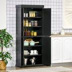 Meuble de Rangement/Garde-Manger de Cuisine Autoportant 4 Portes Noir/Blanc avec 6 Étagères – Unité Simple