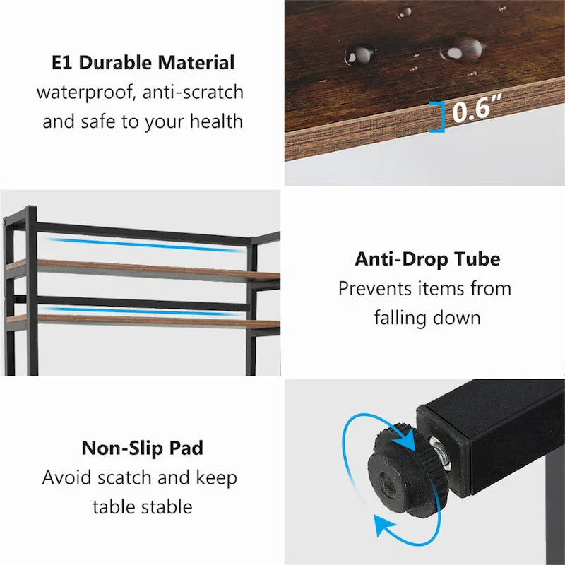 Rustic Brown / White / Black / Brown / Grey 5-Tier Kitchen Baker's Rack with Hutch and Microwave Stand – Single Unit