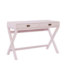 Bureau rectangulaire rose / rose clair avec 2 tiroirs et pieds en X – Monoplace
