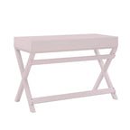 Bureau rectangulaire rose / rose clair avec 2 tiroirs et pieds en X – Monoplace