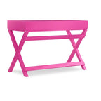 Bureau rectangulaire rose / rose clair avec 2 tiroirs et pieds en X – Monoplace