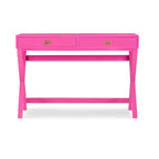 Bureau rectangulaire rose / rose clair avec 2 tiroirs et pieds en X – Monoplace