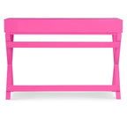 Bureau rectangulaire rose / rose clair avec 2 tiroirs et pieds en X – Monoplace