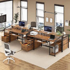 Bureau d'ordinateur d'angle 160 cm (63 po) avec lumières DEL, prise de courant, tiroir classeur et tablette pour clavier – Pour une personne – Brun/Gris/Noir