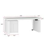 Bureau blanc réglable en hauteur électrique avec meuble de rangement latéral – Un seul utilisateur