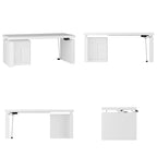Bureau blanc réglable en hauteur électrique avec meuble de rangement latéral – Un seul utilisateur