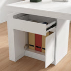 Bureau blanc réglable en hauteur électrique avec meuble de rangement latéral – Un seul utilisateur