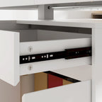 Bureau blanc réglable en hauteur électrique avec meuble de rangement latéral – Un seul utilisateur