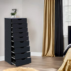 Commode en bois étroite noire/grise/blanche à 9 tiroirs avec étagère de rangement supérieure – Unité individuelle