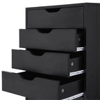 Commode en bois étroite noire/grise/blanche à 9 tiroirs avec étagère de rangement supérieure – Unité individuelle