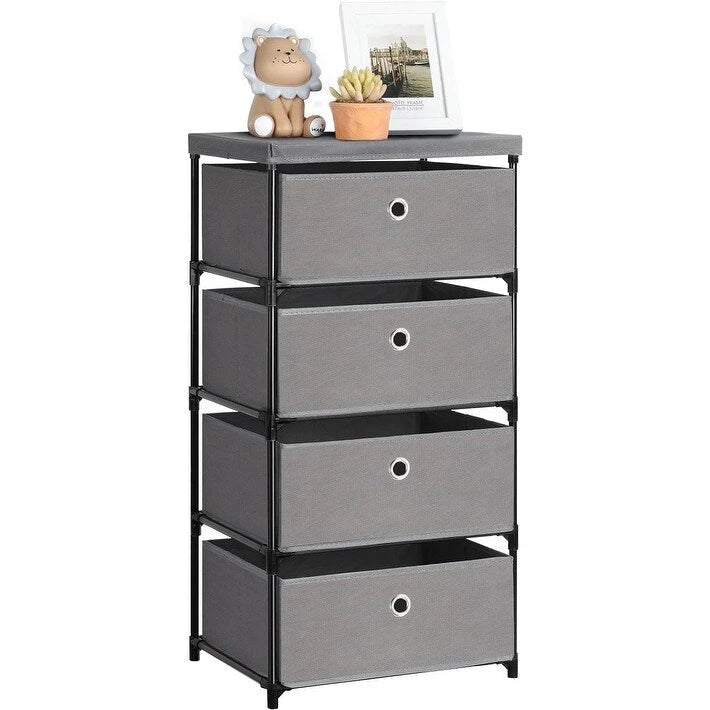 Grey / Beige / Black / Gray / Off White 4-Drawer Fabric Storage Dresser – Single Unit
