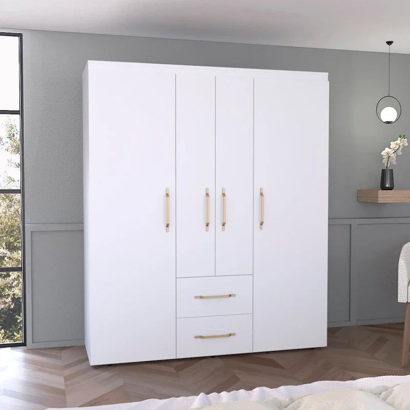 Armoire Bariloche avec tringles, étagères et 2 tiroirs