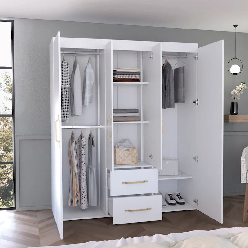 Armoire Bariloche avec tringles, étagères et 2 tiroirs