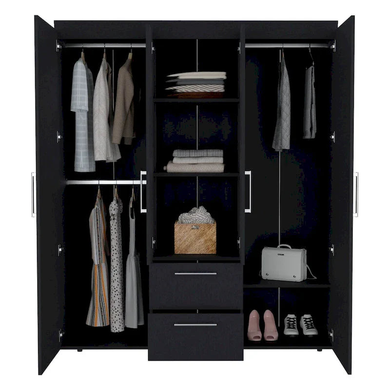 Armoire Bariloche avec tringles, étagères et 2 tiroirs