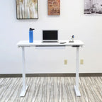 Bureau assis-debout électrique 122 cm avec tiroir – Monoposte – Blanc / Graphite / Noyer / Noir
