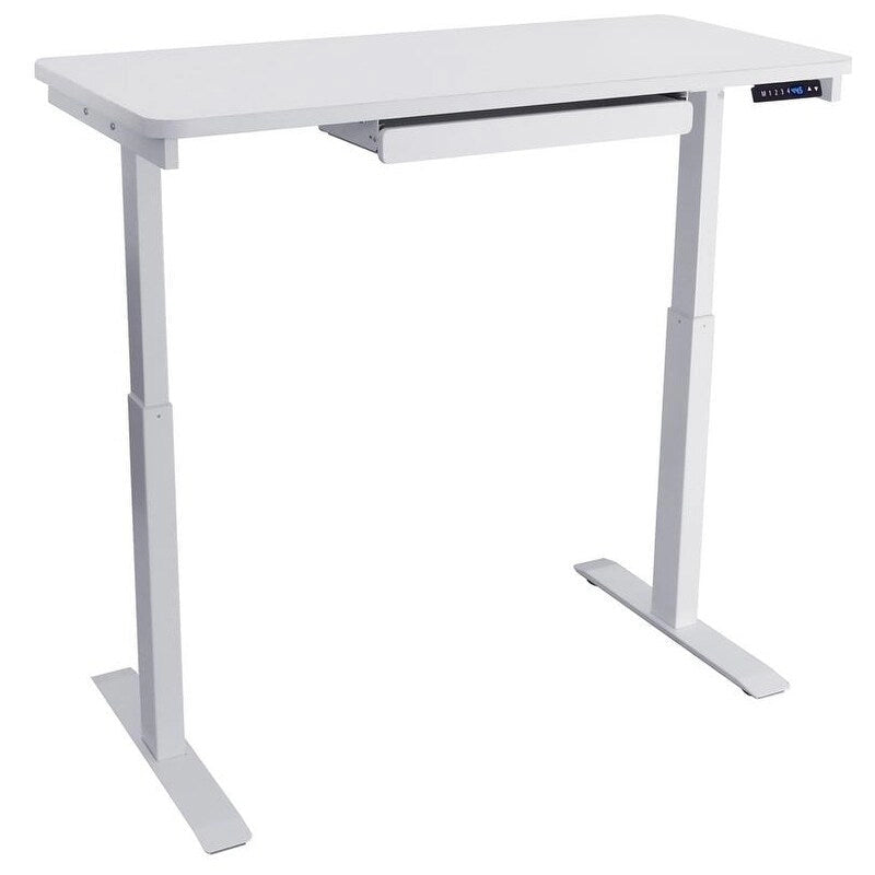 Bureau assis-debout électrique 122 cm avec tiroir – Monoposte – Blanc / Graphite / Noyer / Noir