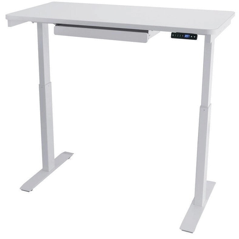 Bureau assis-debout électrique 122 cm avec tiroir – Monoposte – Blanc / Graphite / Noyer / Noir