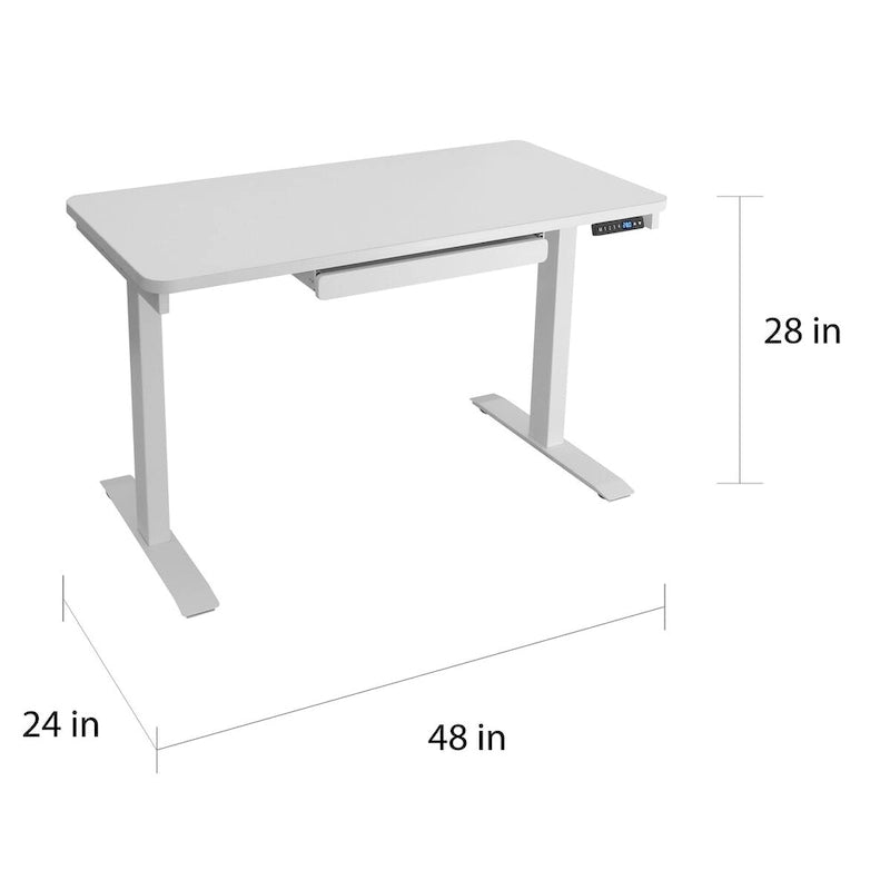 Bureau assis-debout électrique 122 cm avec tiroir – Monoposte – Blanc / Graphite / Noyer / Noir