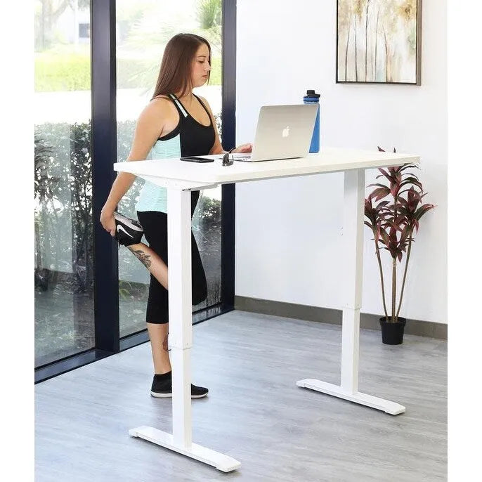 Bureau assis-debout électrique 122 cm avec tiroir – Monoposte – Blanc / Graphite / Noyer / Noir