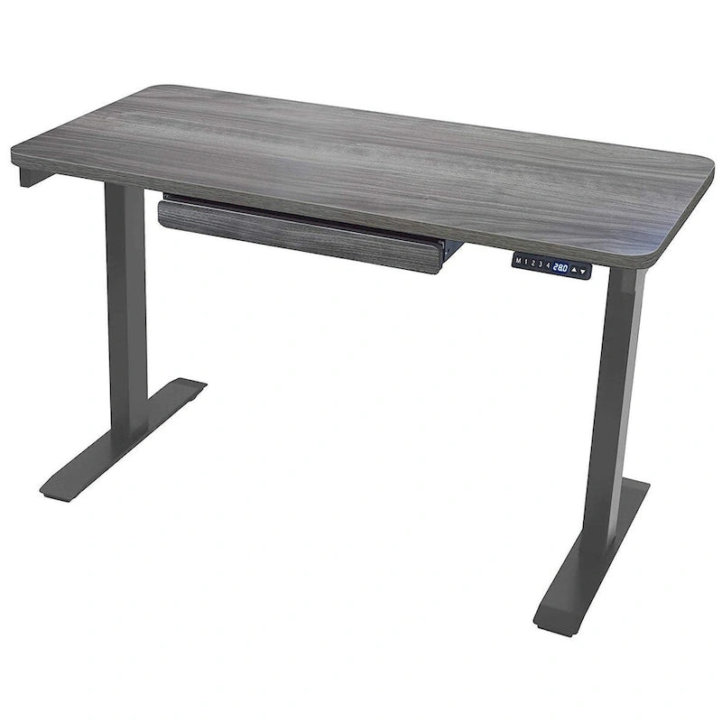 Bureau assis-debout électrique 122 cm avec tiroir – Monoposte – Blanc / Graphite / Noyer / Noir