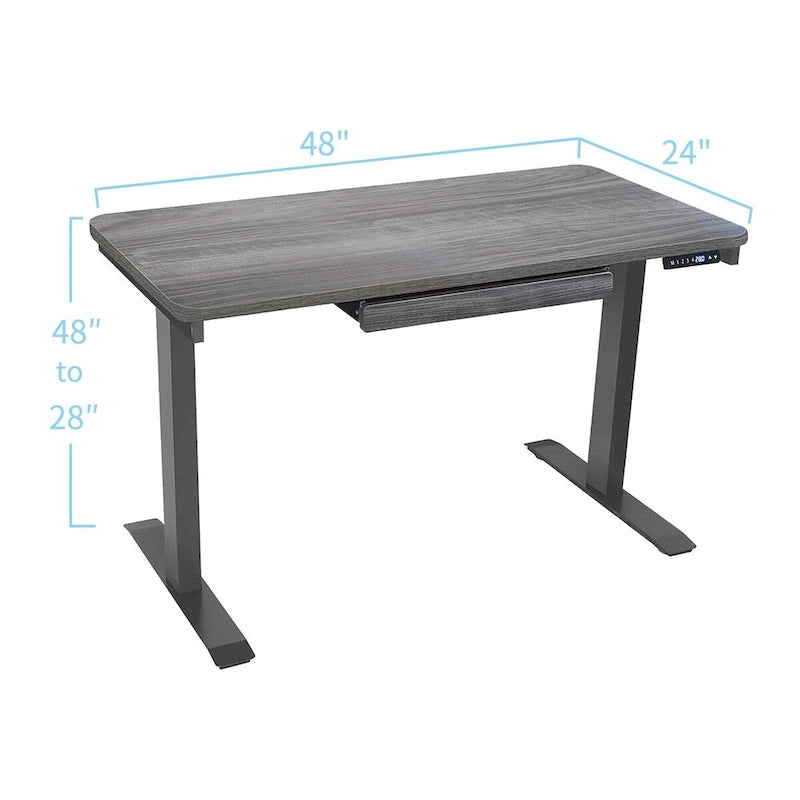 Bureau assis-debout électrique 122 cm avec tiroir – Monoposte – Blanc / Graphite / Noyer / Noir