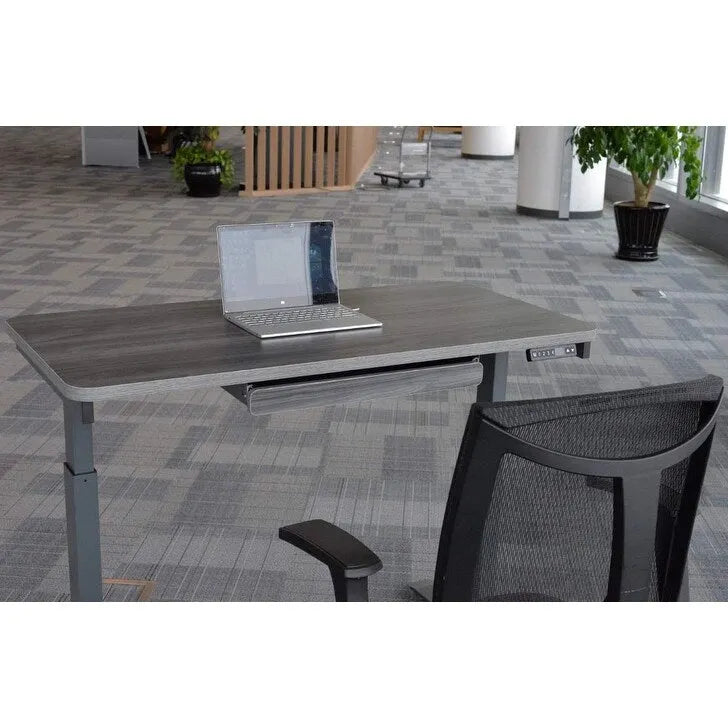 Bureau assis-debout électrique 122 cm avec tiroir – Monoposte – Blanc / Graphite / Noyer / Noir