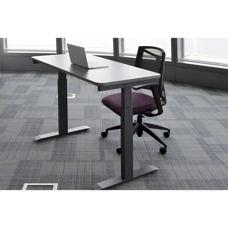 Bureau assis-debout électrique 122 cm avec tiroir – Monoposte – Blanc / Graphite / Noyer / Noir