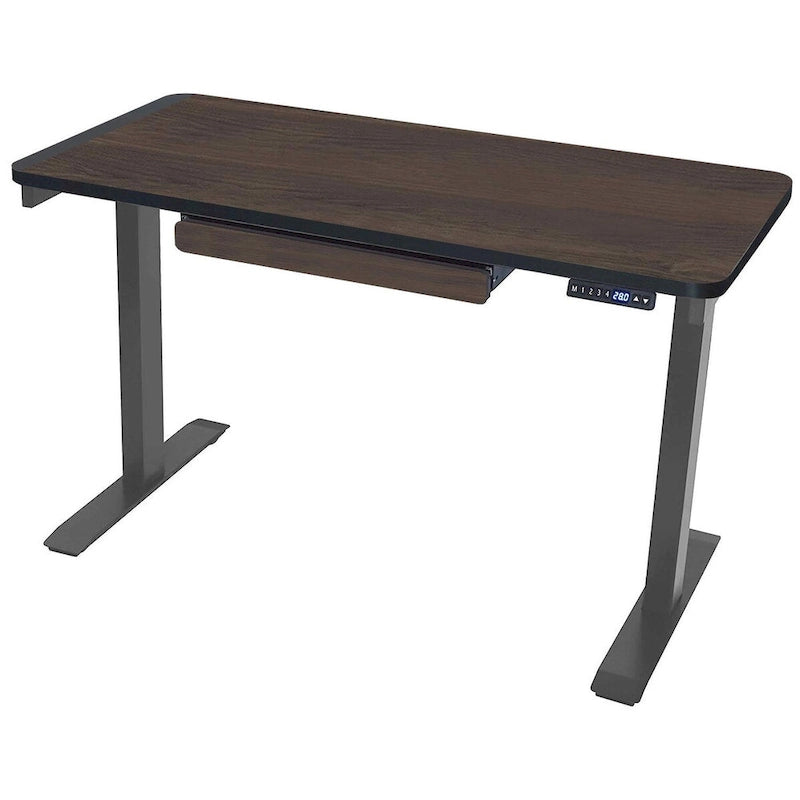 Bureau assis-debout électrique 122 cm avec tiroir – Monoposte – Blanc / Graphite / Noyer / Noir