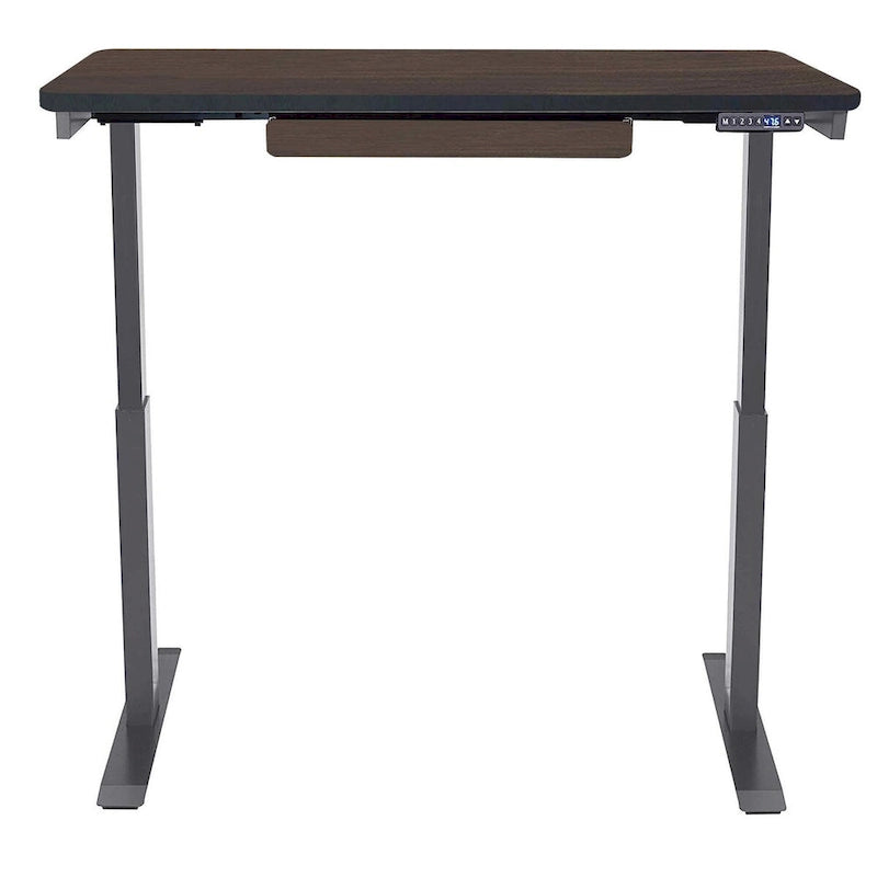 Bureau assis-debout électrique 122 cm avec tiroir – Monoposte – Blanc / Graphite / Noyer / Noir