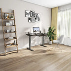 Bureau assis-debout électrique 122 cm avec tiroir – Monoposte – Blanc / Graphite / Noyer / Noir