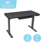 Bureau assis-debout électrique 122 cm avec tiroir – Monoposte – Blanc / Graphite / Noyer / Noir
