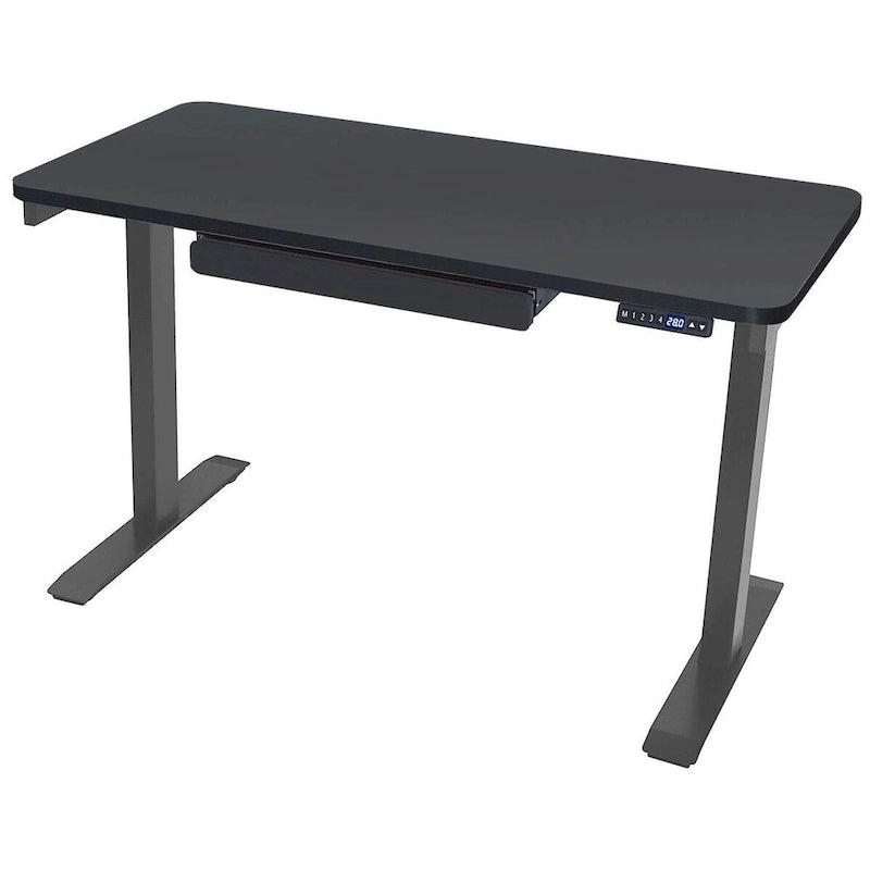 Bureau assis-debout électrique 122 cm avec tiroir – Monoposte – Blanc / Graphite / Noyer / Noir