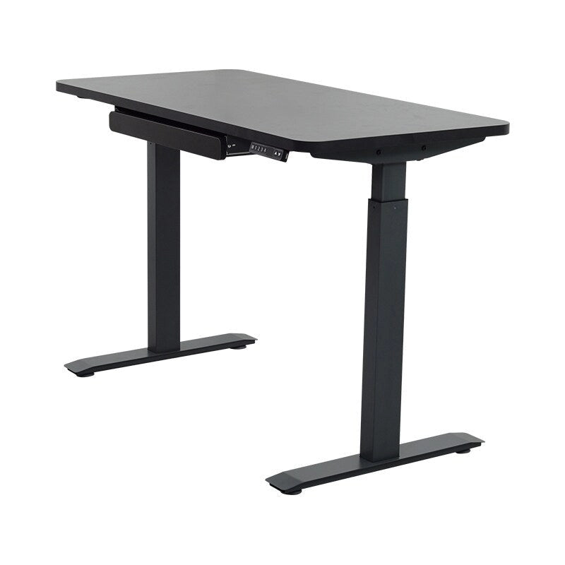 Bureau assis-debout électrique 122 cm avec tiroir – Monoposte – Blanc / Graphite / Noyer / Noir