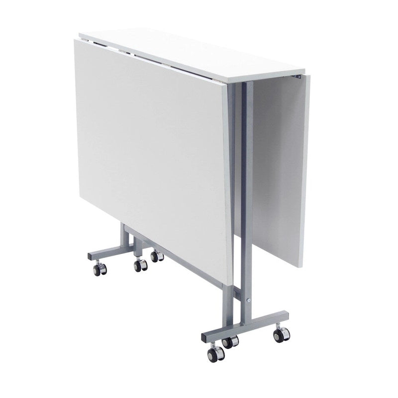 White / Silver Folding Craft and Cutting Table with 6 Casters – Single User