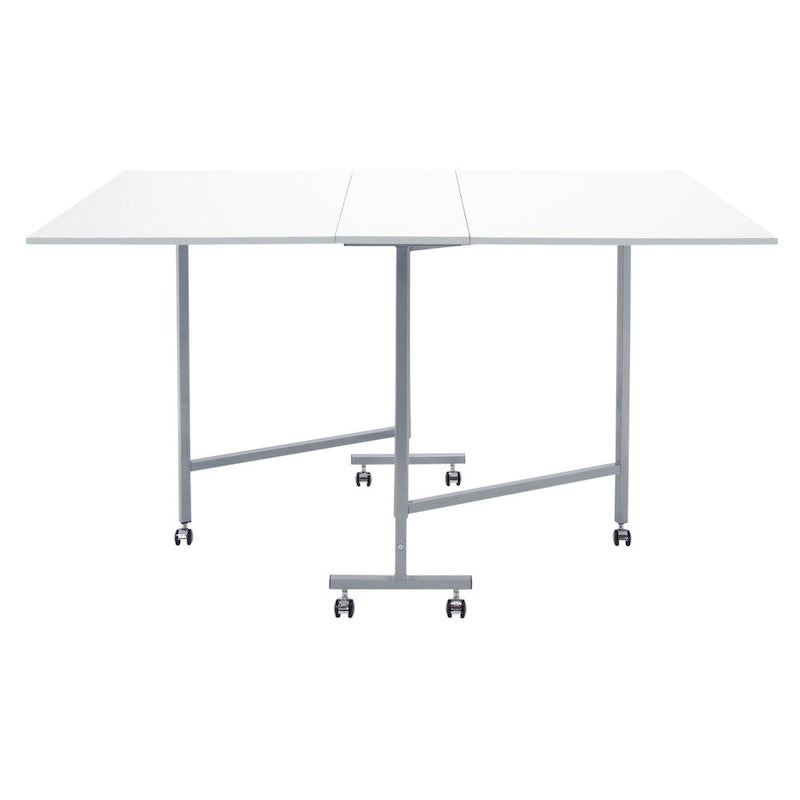 Table pliante de loisirs créatifs et de coupe blanche/argentée avec 6 roulettes – Utilisateur unique