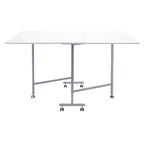 Table pliante de loisirs créatifs et de coupe blanche/argentée avec 6 roulettes – Utilisateur unique