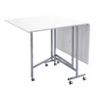 Table pliante de loisirs créatifs et de coupe blanche/argentée avec 6 roulettes – Utilisateur unique