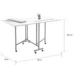 Table pliante de loisirs créatifs et de coupe blanche/argentée avec 6 roulettes – Utilisateur unique