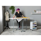 Table pliante de loisirs créatifs et de coupe blanche/argentée avec 6 roulettes – Utilisateur unique