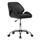 Chaise de bureau pivotante en similicuir réglable avec piètement chromé 5 branches et pivotement à 360° – Argent / Noir, pour 1 personne