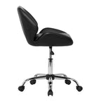 Chaise de bureau pivotante en similicuir réglable avec piètement chromé 5 branches et pivotement à 360° – Argent / Noir, pour 1 personne