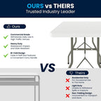 Table d'événement pliante en plastique blanc granit avec poignée de transport – Peut accueillir jusqu'à 10 personnes