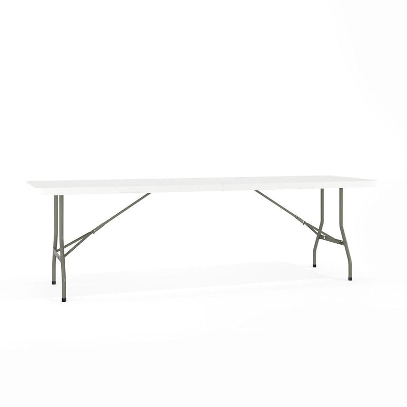Granite White Bi-Fold Plastic Folding Event Table with Carrying Handle – Seats up to 10