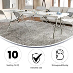 Table d'événement pliante en plastique blanc granit avec poignée de transport – Peut accueillir jusqu'à 10 personnes